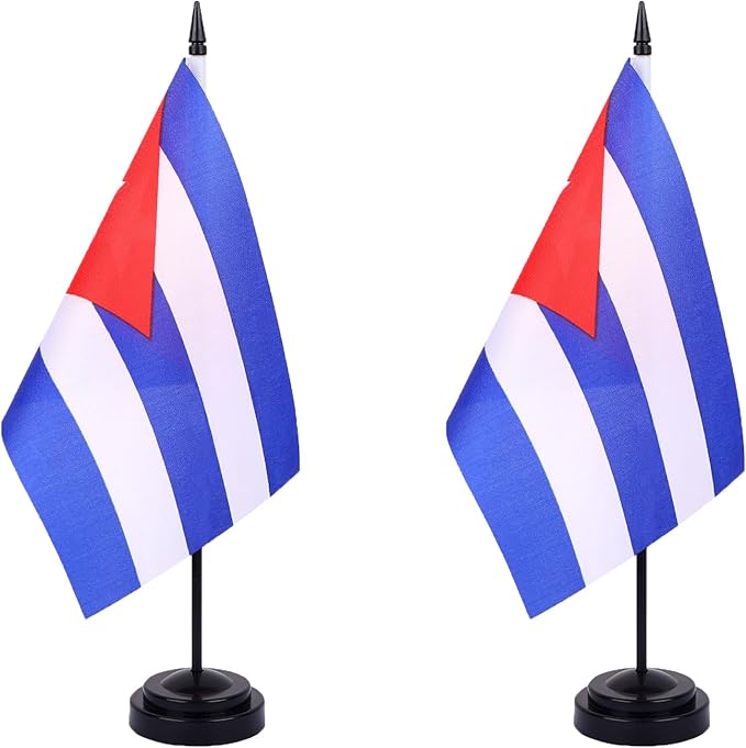 WXTWK 2 Pack Cuba Flag Cuba Deluxe Desk Flag Set by WXTWK