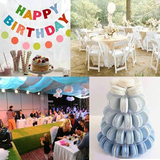 6 Tiers Macaroon Tower Stand, Round Macaron Tower Cake Display Rack Plastic - Image 5