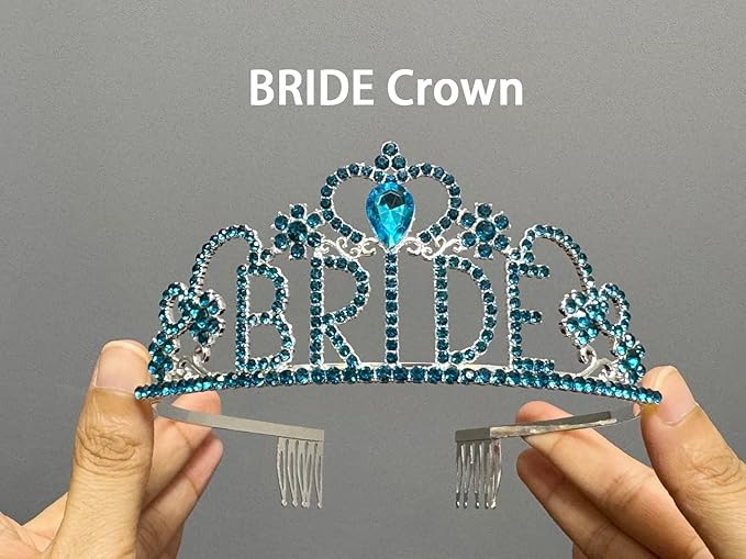 JETKONG 3 Pcs Bachelorette Party Decorations "BRIDE" Crown, Bride to Be - Image 5