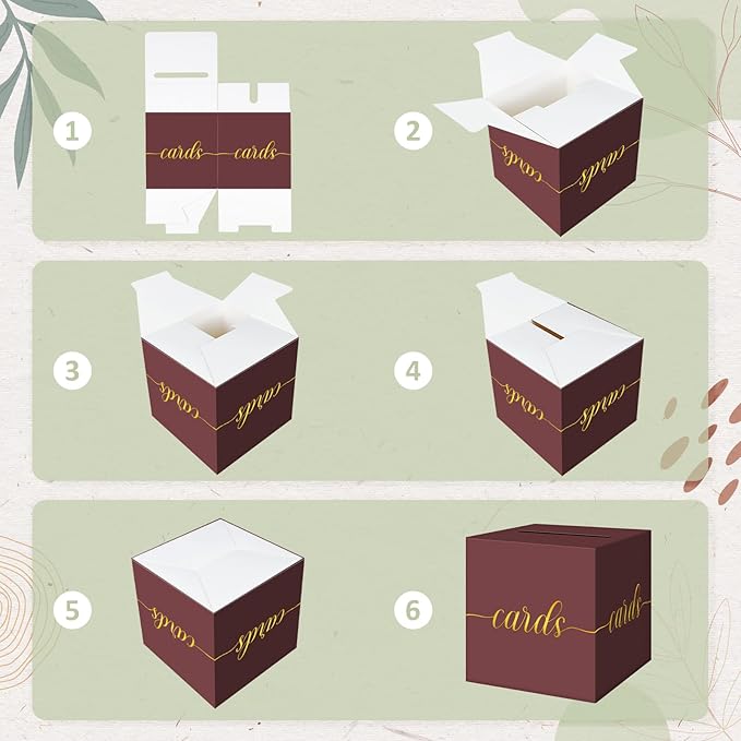 QIKSION Maroon Graduation Card Box, Wedding Reception, Baby Shower - Image 7