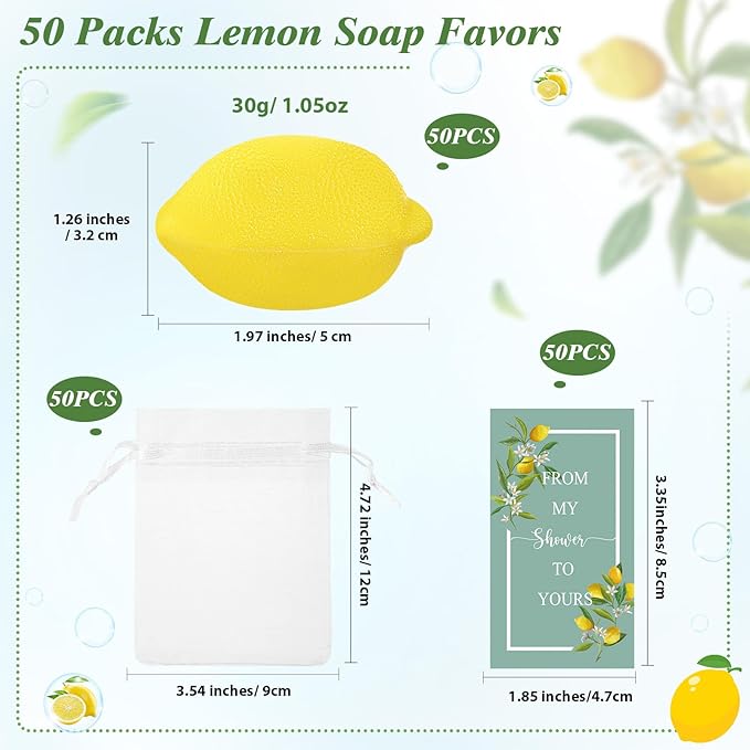 Lounsweer Set of 50 Wedding Lemon Soap Favors Mini Bridal Shower Favors Natural - Image 2
