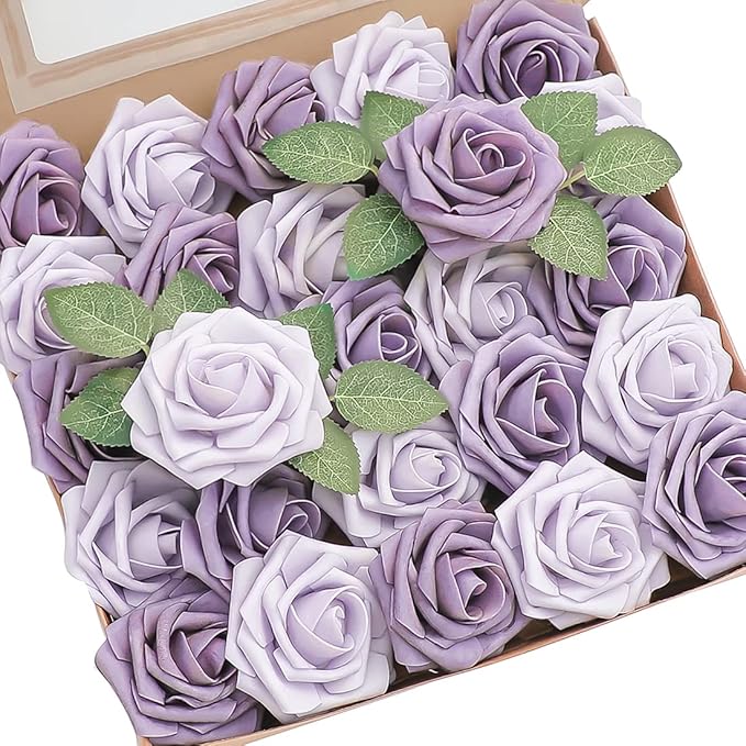 Floroom Artificial Flowers 25pcs Real Looking Lavender African Violet Purple by Floroom