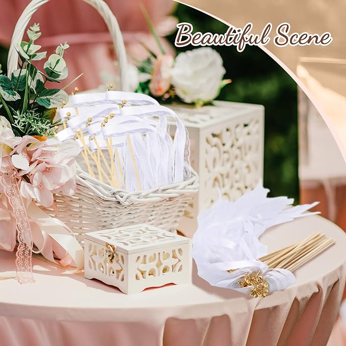 Taiyin 150 Pcs Lace Ribbon Stick Wands Wedding Wand Streamers - Image 5