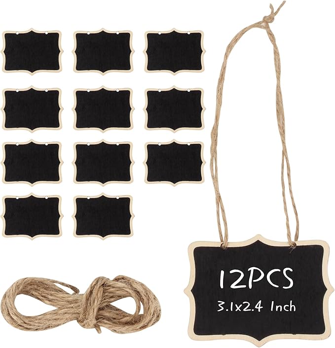 12 Pcs Mini Rectangle Chalkboard Label by KCGANI