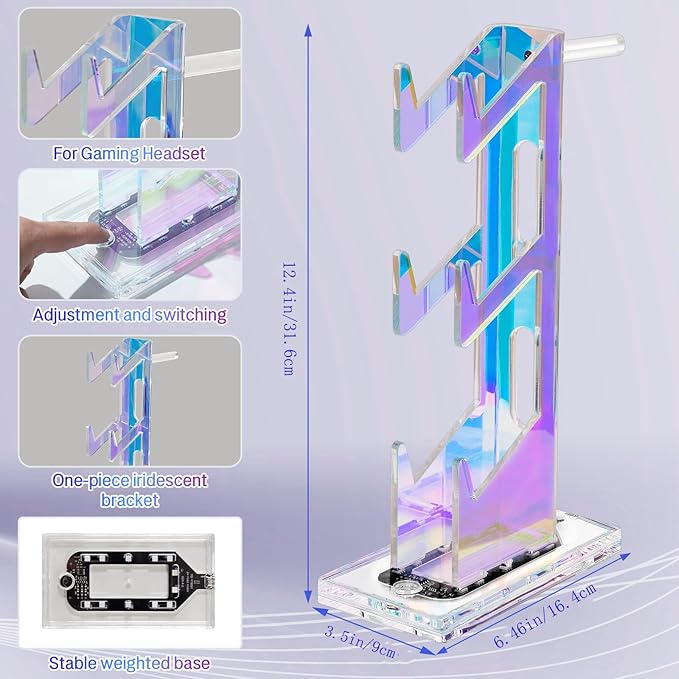 Game Controller Holder with Light Colorful Acrylic Headphones Stand with 3 - Image 2
