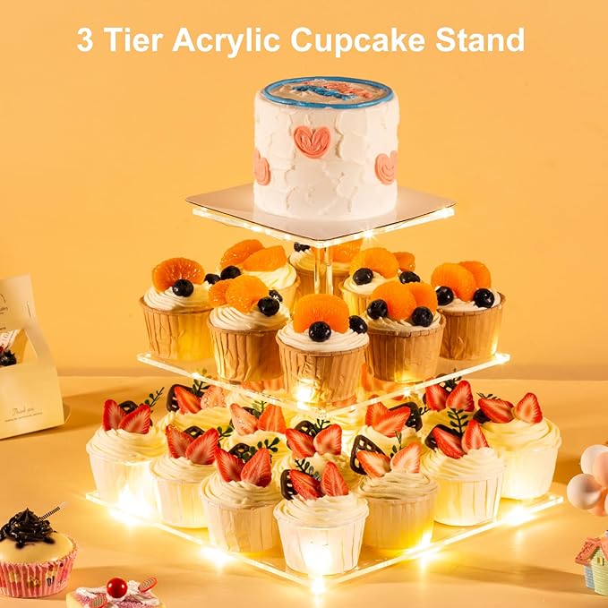 3 Tier Cupcake Stand Cupcake Holder, Acrylic Cupcake Tower - Image 3