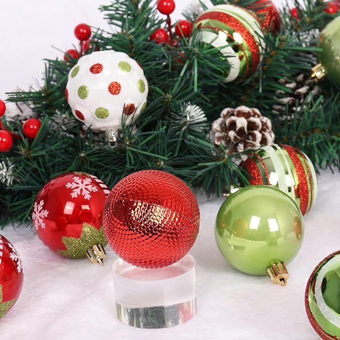 RoseCraft 30PCS Christmas Ornaments Set, 60MM/2.36" Red Green White Christmas - Image 5