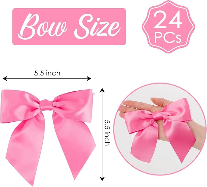 AIMUDI Hot Pink Satin Bows 5.5" Bows - Image 2