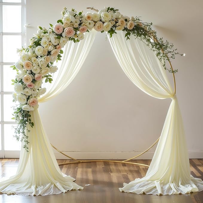 PARTISKY Wedding Arch Draping Fabric, Ivory Sheer Backdrop Curtain Chiffon - Image 8