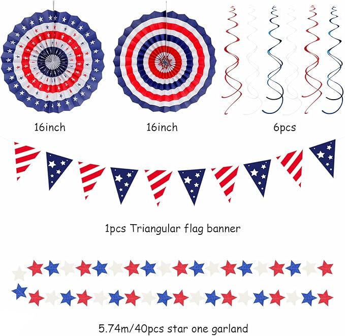 Red-White Blue Memorial-Day Patriotic Decorations - Image 2