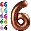 Coffee Brown 40 Inch Mylar Foil Number 6 Balloon, Birthday Digital Balloons by Upgesy