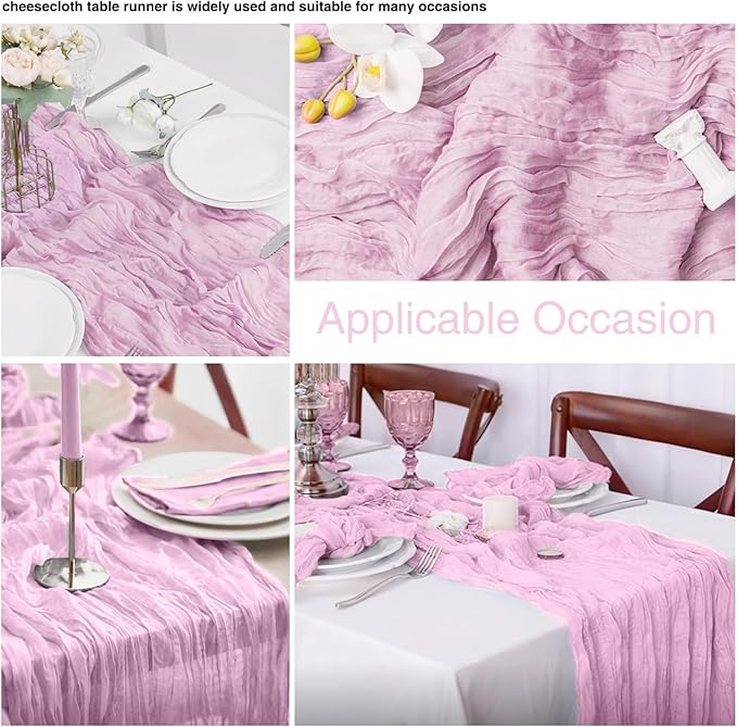 20 Pack Light Pink Cheesecloth Table Runner 17x108 Inch Boho Wrinkled Sheer - Image 3