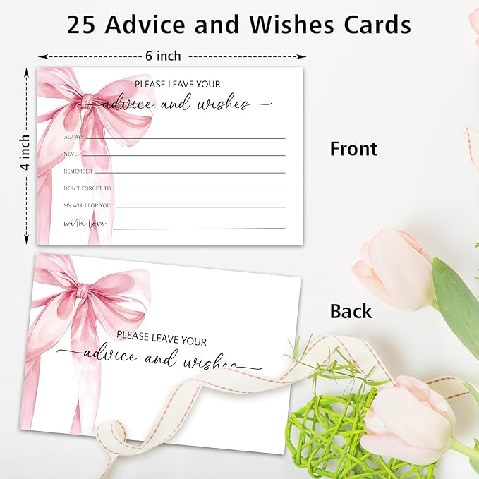 Pink Bow Advice and Wishes Card, Advice Cards - Image 2