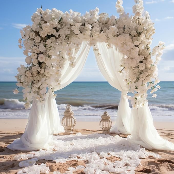 Wokceer Wedding Arch Draping Fabric 3 Panels 28.7" x 20FT Ivory Drapes Sheer - Image 6