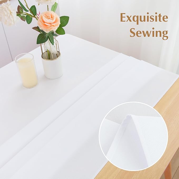 2 Pack Square Table Cloth 52X52 Inch White Washable Fabric Tablecloth Polyester - Image 3