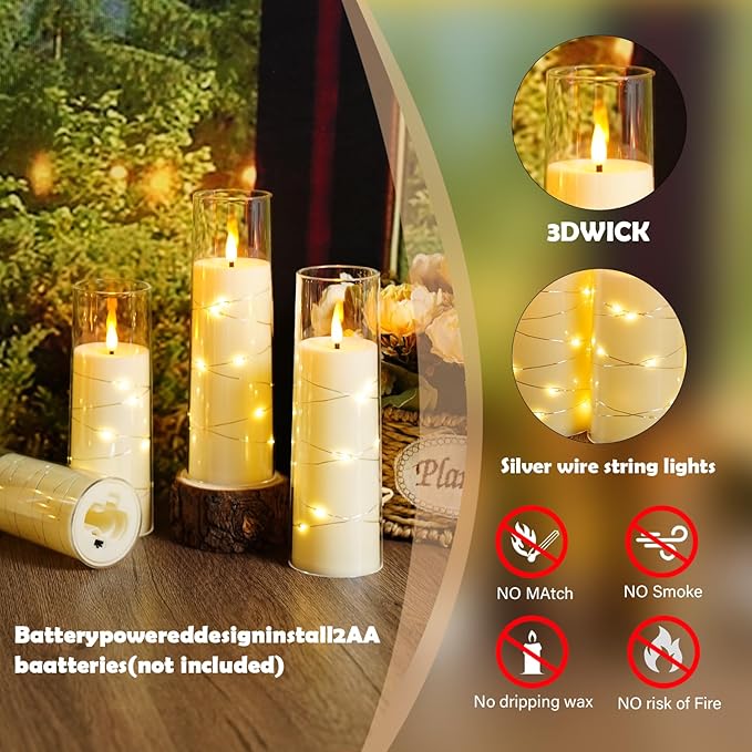 Flameless Candles with Embedded Star String - Image 4