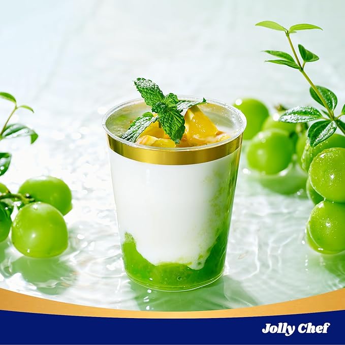 JOLLY CHEF 200 Pack 10 oz Gold Plastic Cups Elegant Gold Rimmed Disposable Cups - Image 4