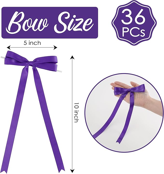 AIMUDI Purple Bows 5 × 10" Satin Bows - Image 2