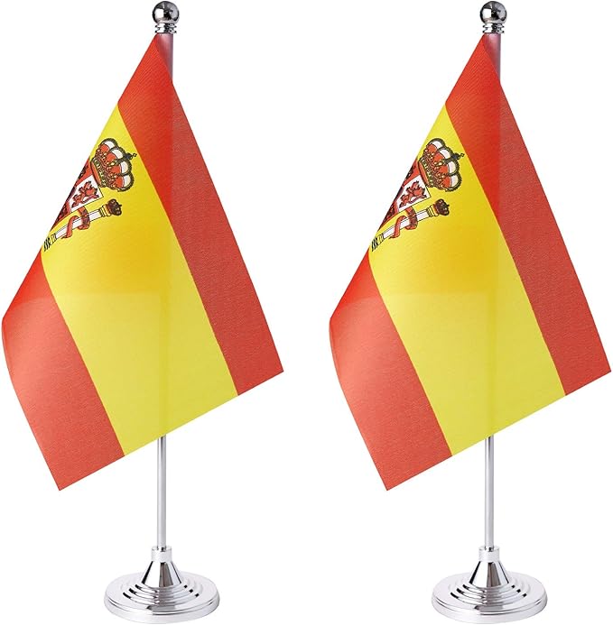 ZXvZYT 2 Pack Spain flag Spanish Table Flag Small Mini Spanish Desk Flags by ZXvZYT