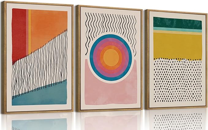 myusuar 3 Piece Large Modern Abstract Canvas Framed Wall Art by Unknown