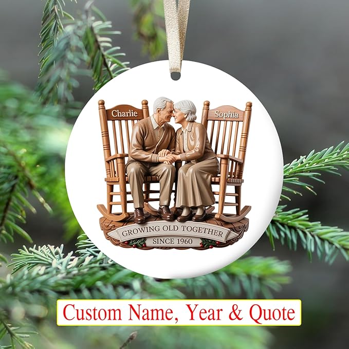 Love Signal Growing Old Together Christmas Ornament, Personalized Couple - Image 2