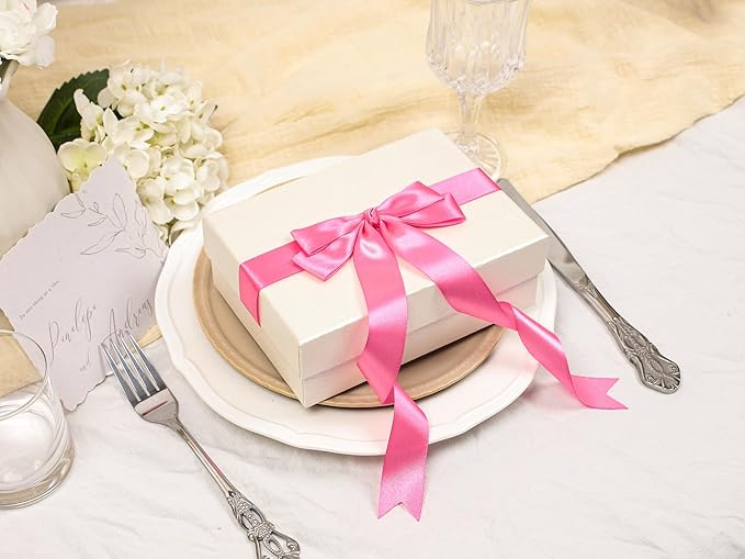 Hot Pink Satin Ribbon 1 inch X Continuous 50 Yards, Single Face Polyester - Image 5