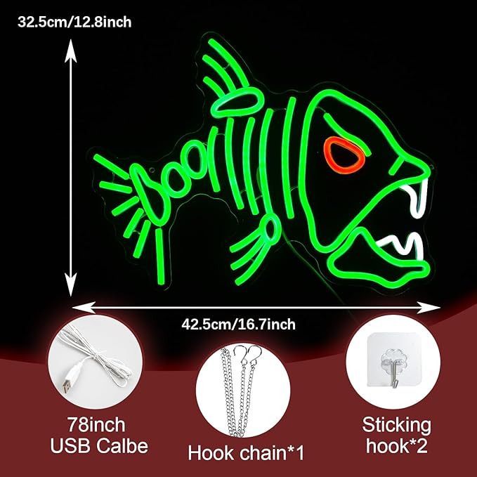 Fish Neon Sign LED Skeleton Fish Neon Light - Image 2