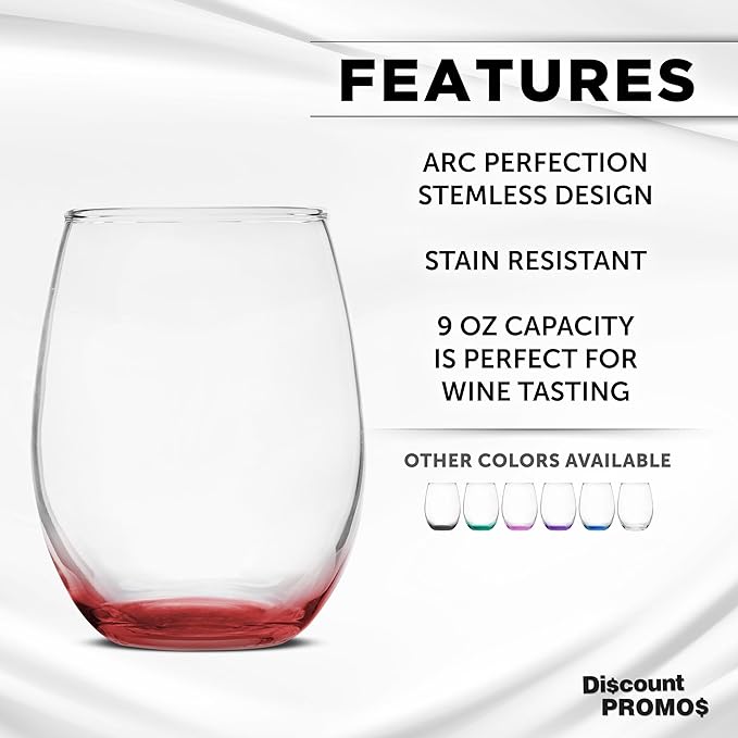 DISCOUNT PROMOS Stemless Wine Glass 9 oz. Set of 10, Bulk Pack - Image 2