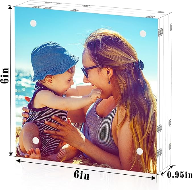 HELPLEX 5 Pack 6x6 Acrylic Picture Frames, 24mm Thicker Square Frameless Clear - Image 2