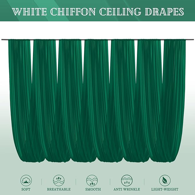 6 Panels Emerald Green Ceiling Drapes - Image 7