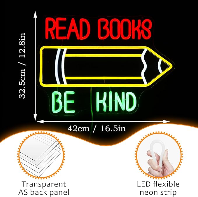 Read Books Be Kind Neon Sign Pencil Led Neon Light - Image 4