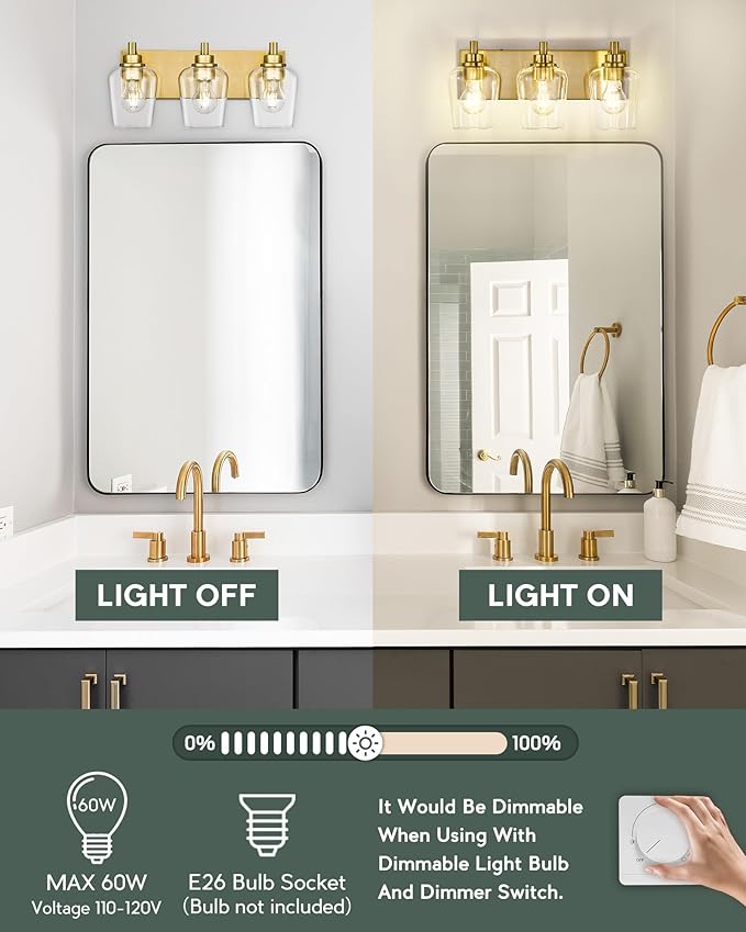 Bathroom Light Fixtures, 3-Light Modern Vanity Light - Image 5