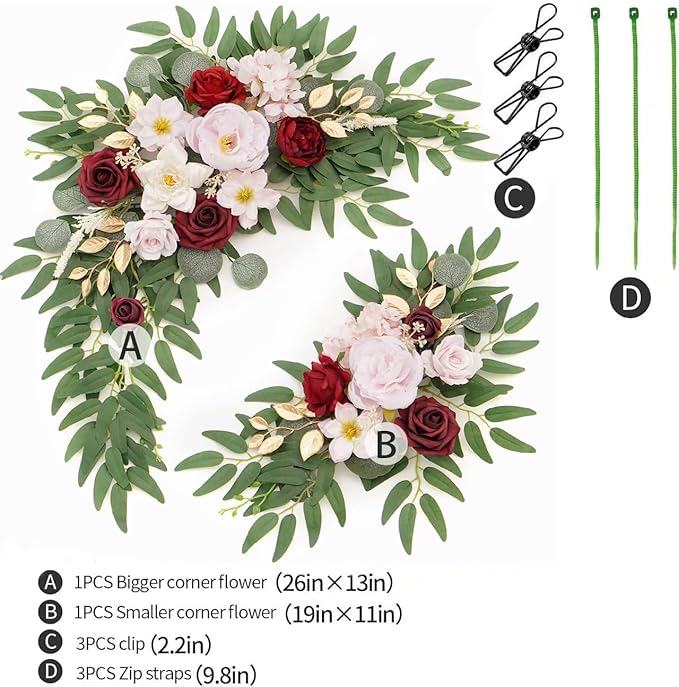 Faux Flower Swag Set of 2 for Wedding Welcome Signs Floral Swag Wedding - Image 4