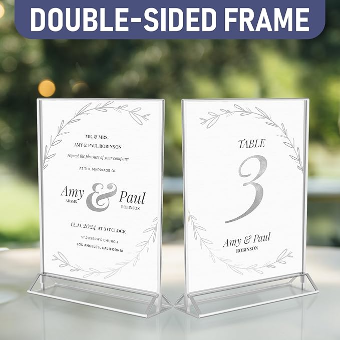 Silver Picture Frames Double-Sided, Menu Holders, Photo Displays - Image 5