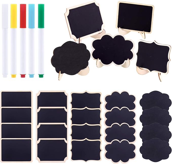 Swpeet 30Pcs 5 Designs Mini Chalkboards Signs by Swpeet