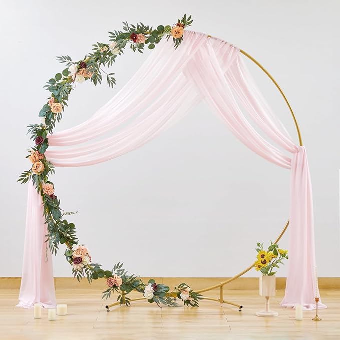 Wedding Arch Draping Fabric, 2 Panels 28" x 19Ft Blush Arch Drapes Sheer - Image 7