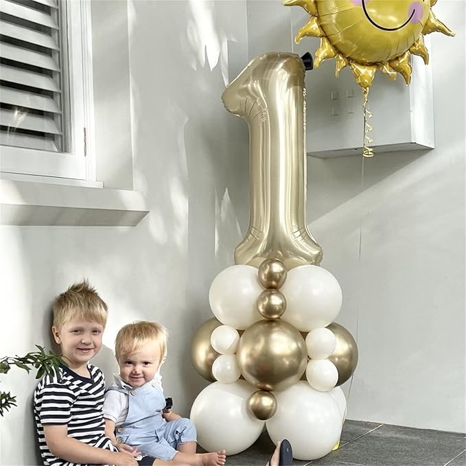 Champagne Gold 8 Balloons, Self Inflating Digit 8 Balloons - Image 4
