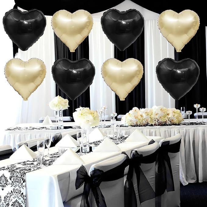 Black Gold Heart Balloons - Image 4