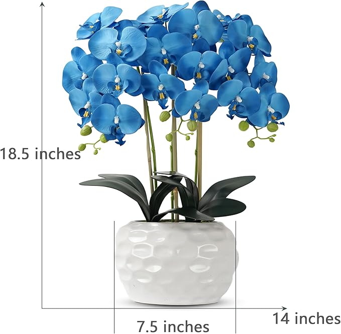 Orchid Artificial Flowers with White Vase Large Silk Faux Phalaenopsis Flowers - Image 2