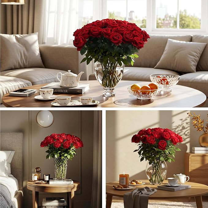 Auihiay 104pcs Red Roses Artificial Flowers - Image 5