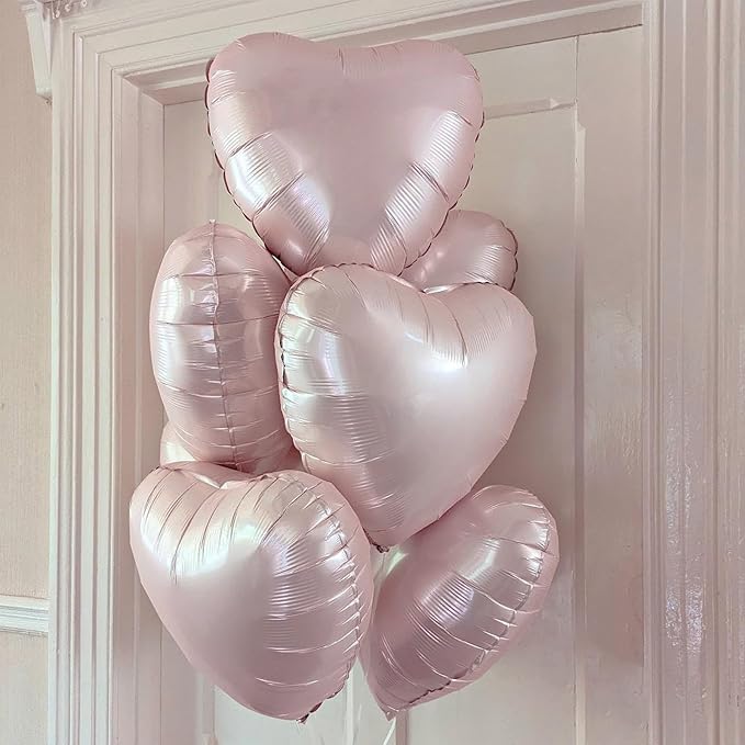 Baby Pink Heart Balloons, 18 Inch, Pastel Helium Foil - Image 4