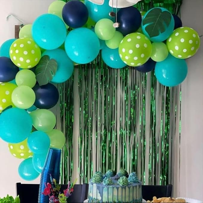 Paready Green and Blue Balloons, Teal Yellow Light Green Confetti Balloon - Image 4