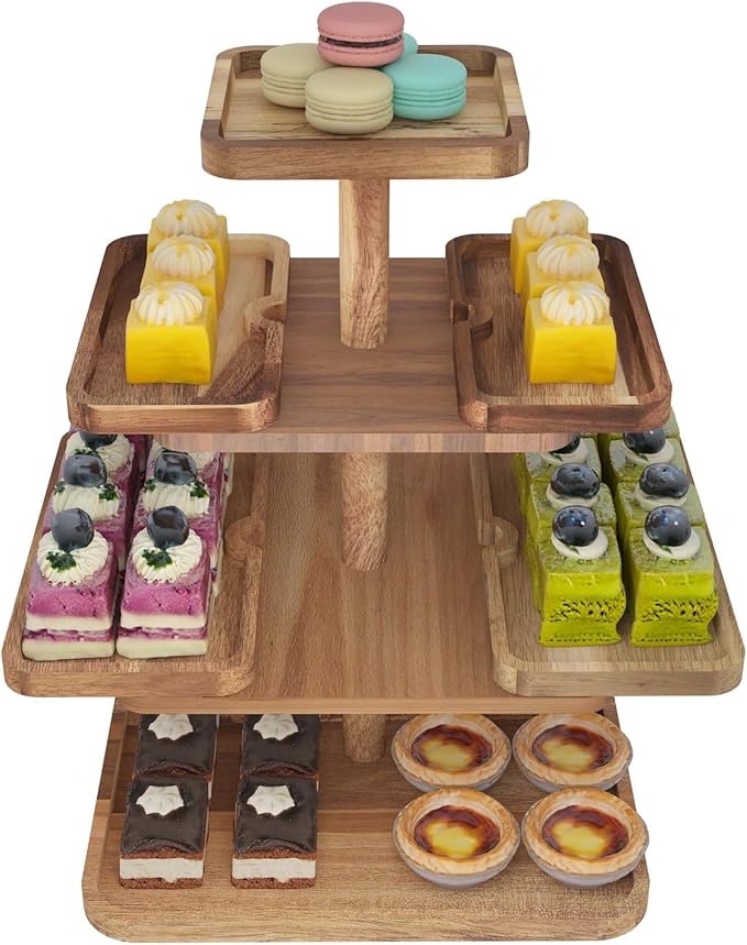 Acacia Wood 4 Tier Cupcake Stand - Image 6