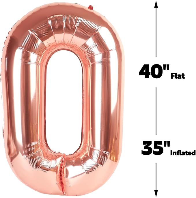 Rose gold 40 Inch 0 Number Balloons, 0 Decorations - Image 2