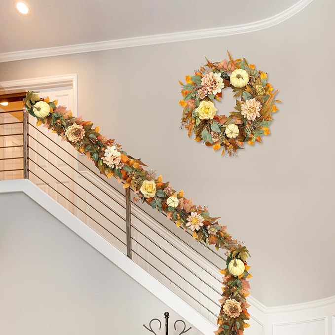 Fall Garland, 6 FT Pumpkin Garlands, Fall Leaves Garland - Image 6