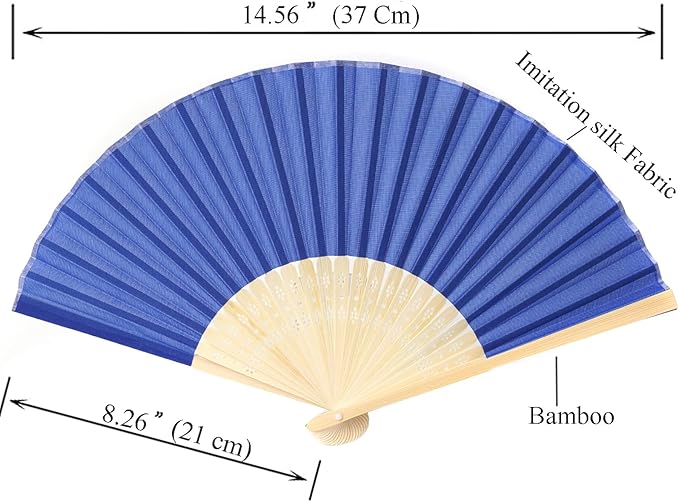 24pcs Imitated Silk Hand Fan Imitated Silk Fabric Bamboo Handheld Folded Fan - Image 2