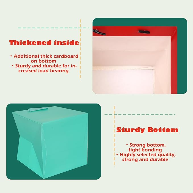 ADIDO EVA Teal Blue Square Gift Bags Mini Small Size Turquoise Square Bottom - Image 4