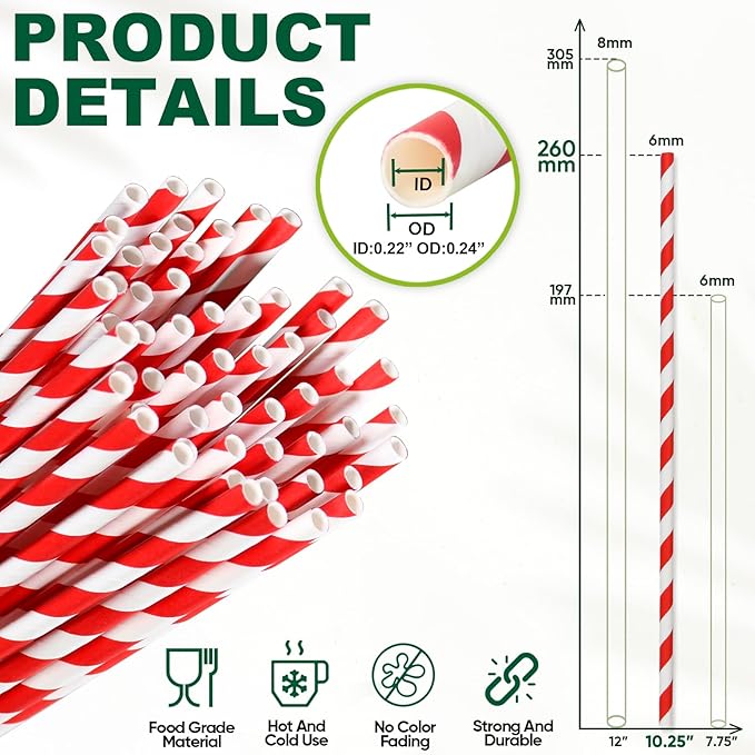 Extra Long Paper Straws 10 Inch - Image 3