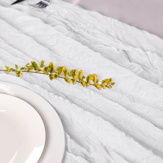 Hahuho Ivory Cheesecloth Table Runner 10ft, Gauze Boho Rustic Table Runners - Image 3