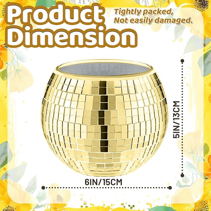 6 Pcs Disco Ball Vase, Glass Disco Ball Planter Mirror Disco Ball Decor Can Be - Image 2